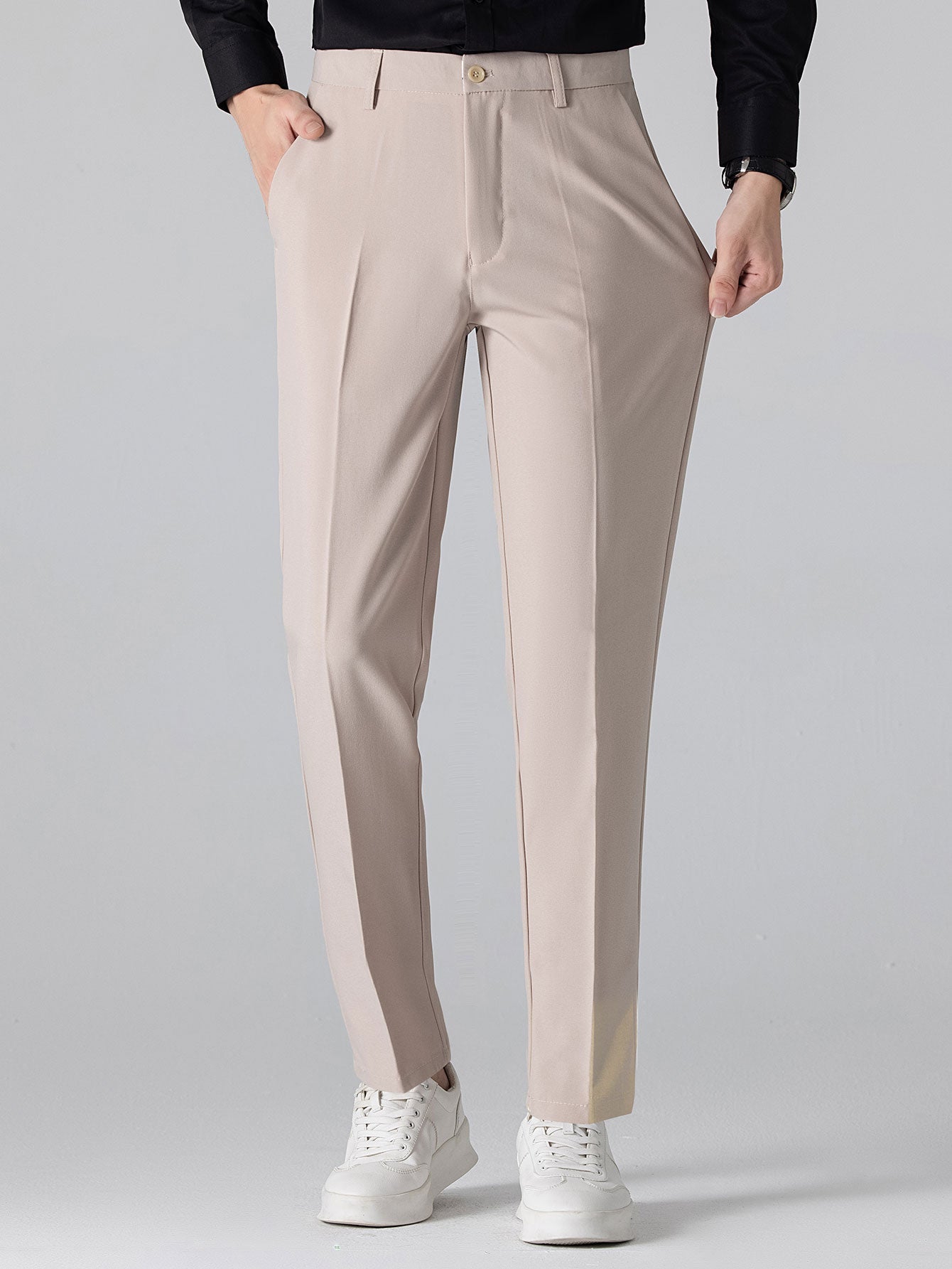 Contrast Stripe Trim Waffle Knit Polo & Slim Fit Tapered Trousers