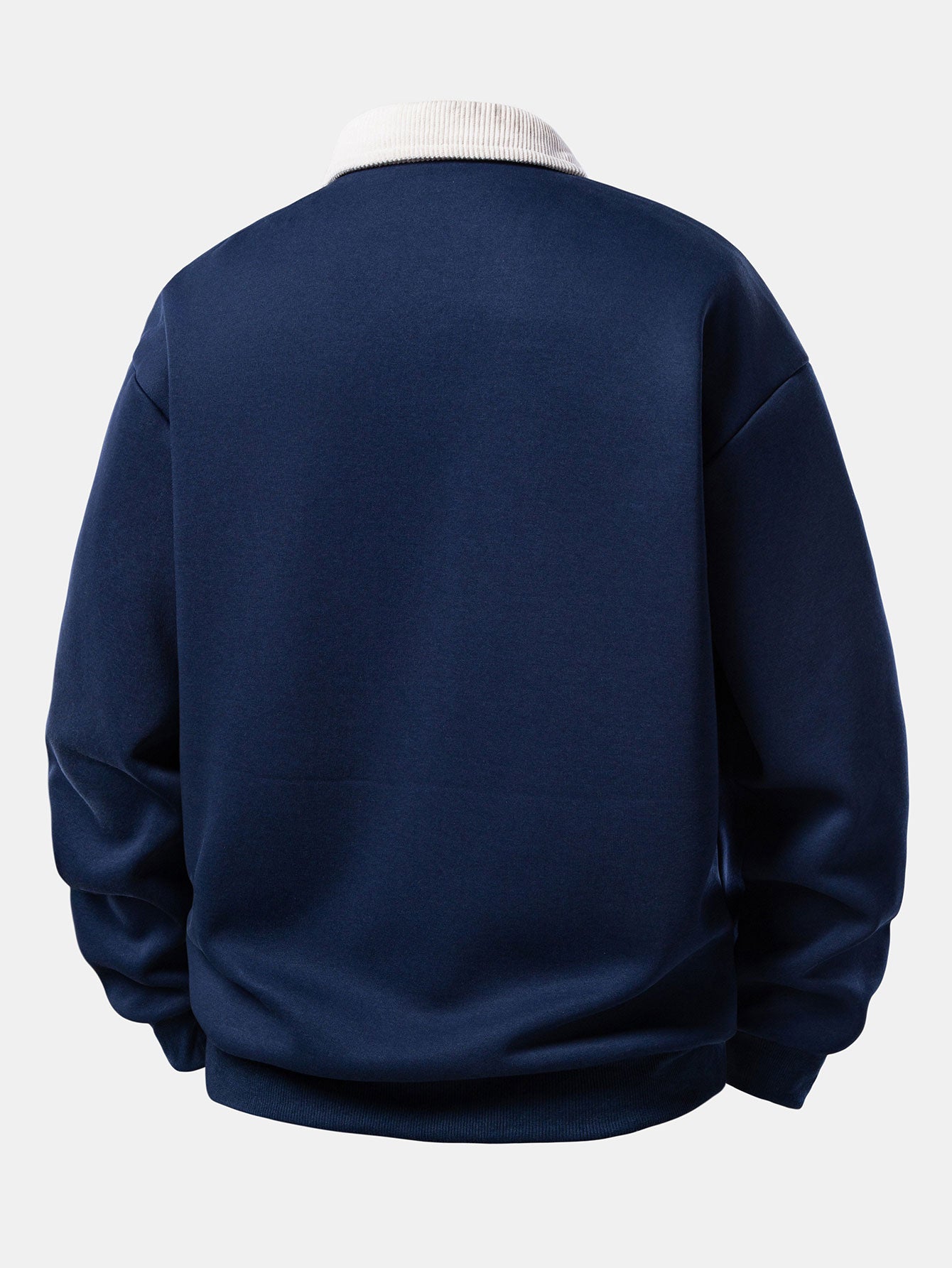 Relax Fit Contrast Corduroy Polo Collar Sweatshirt & Straight Leg Corduroy Pants