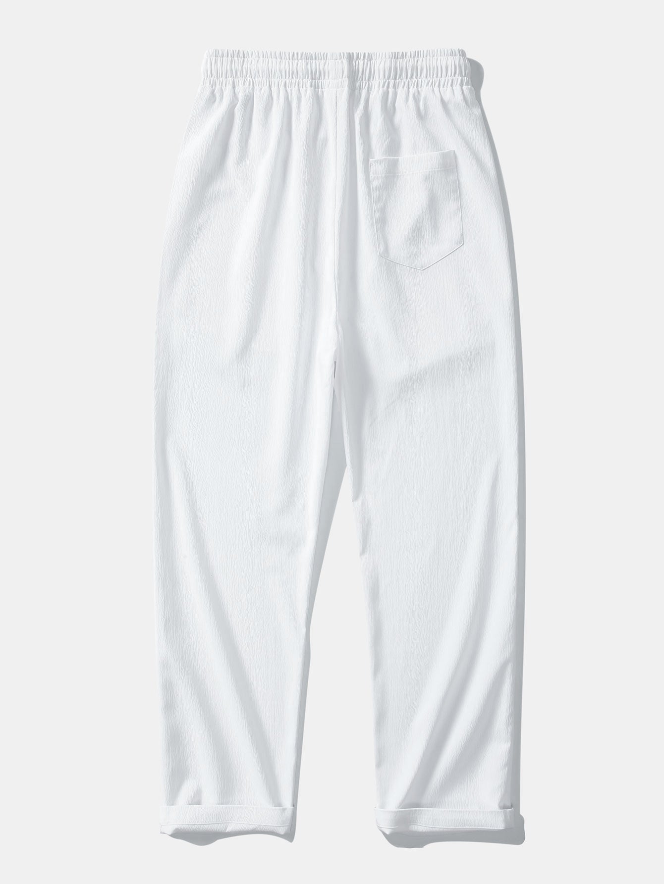 Cotton Blend Striped Button Up Shirt & Crinkle Textured Straight Leg Pants