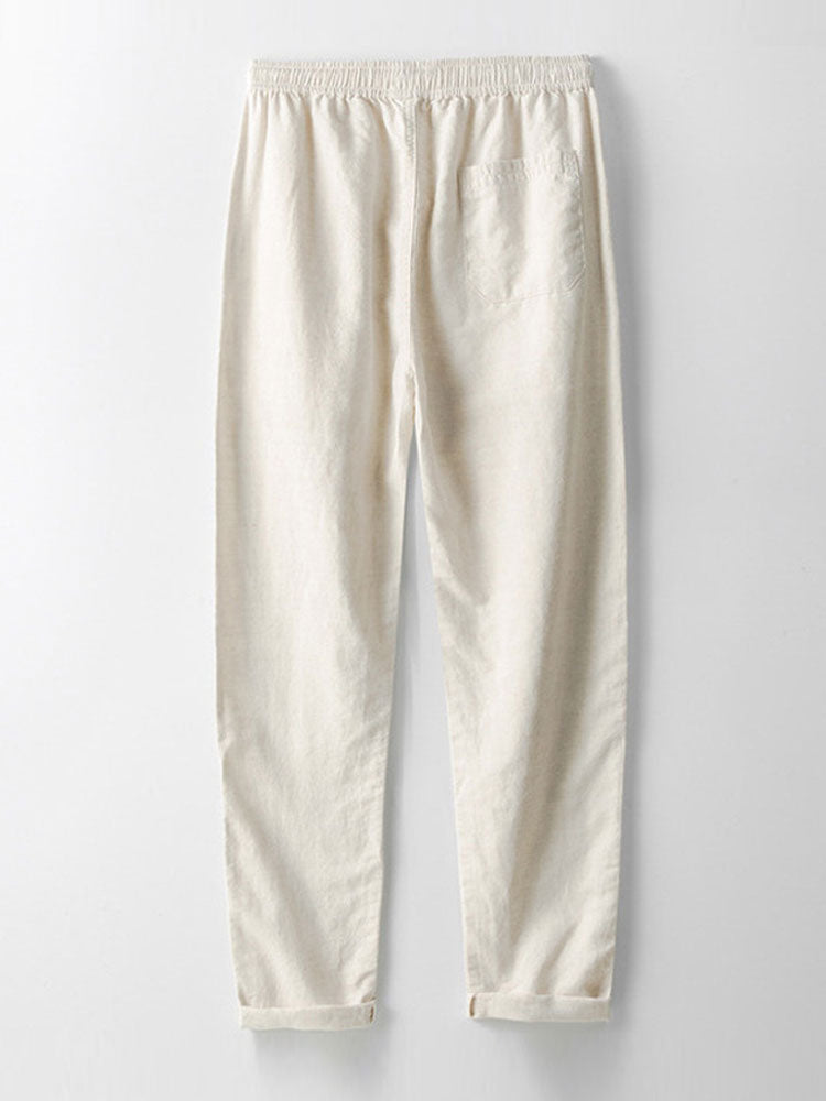 Contrast Paisley Print Linen Look Shirt & Straight Leg Linen Pants