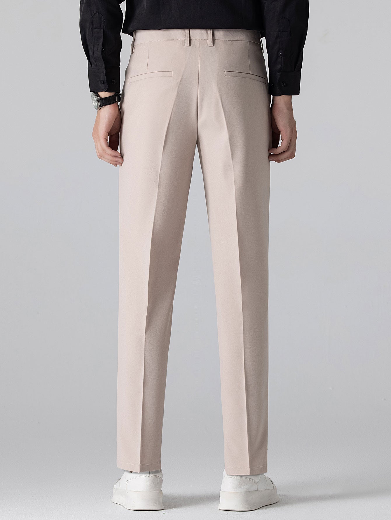 Contrast Trim Ribbed Knit Shirt & Slim Fit Tapered Trousers
