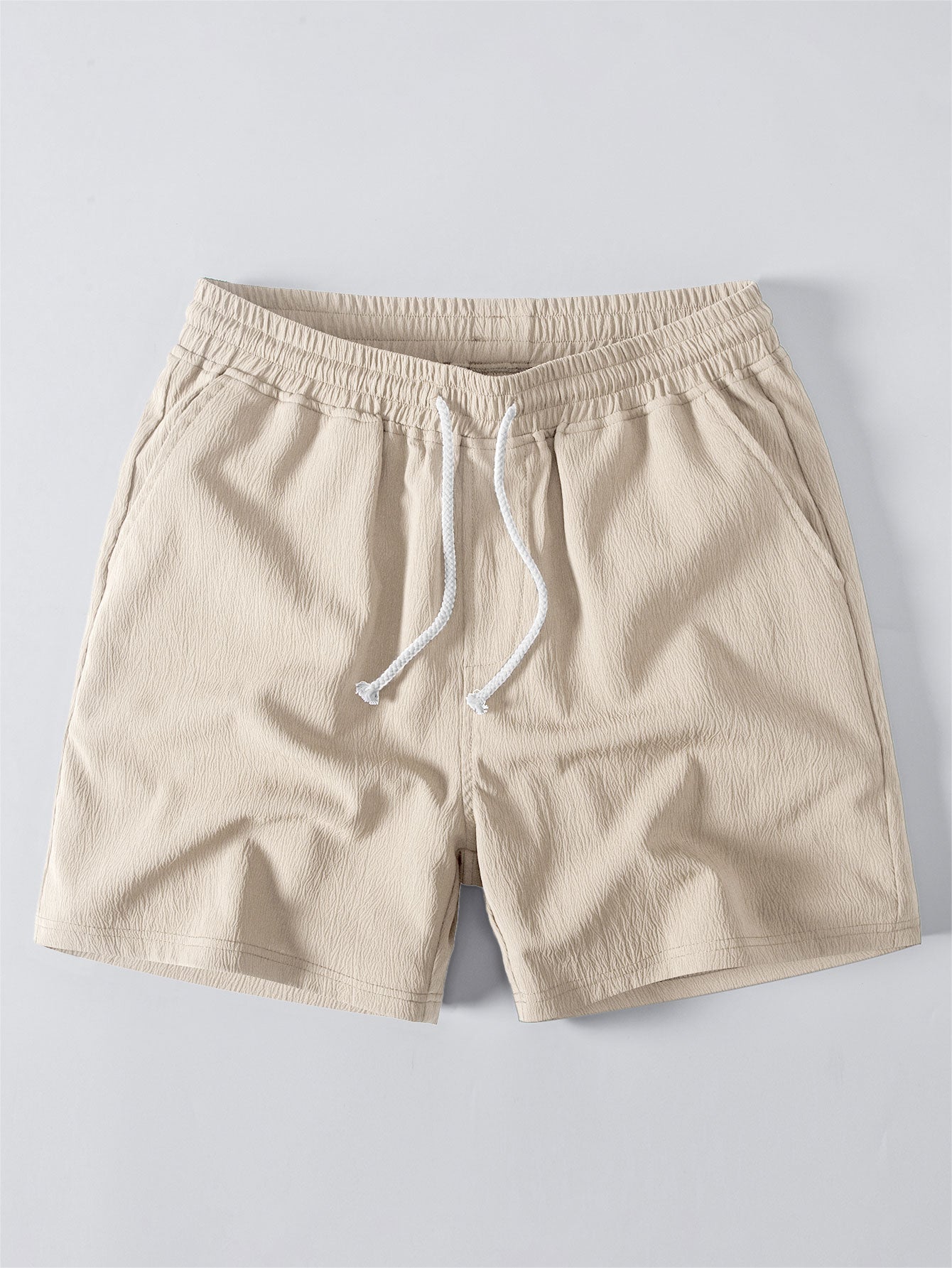 Texture Jacquard Cuban Shirt & Crinkle Textured Drawstring 5" Shorts