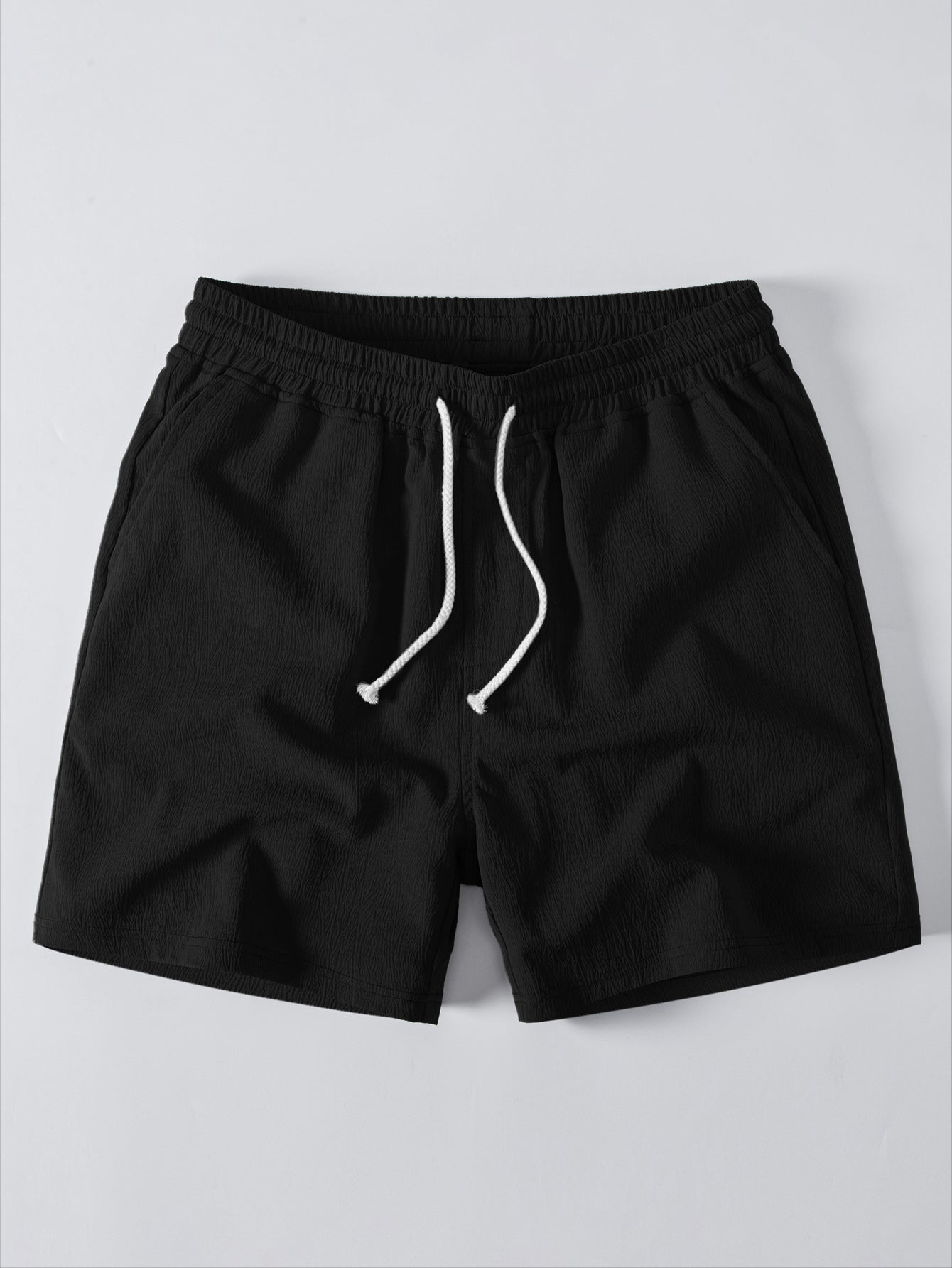 Texture Jacquard Cuban Shirt & Crinkle Textured Drawstring 5" Shorts