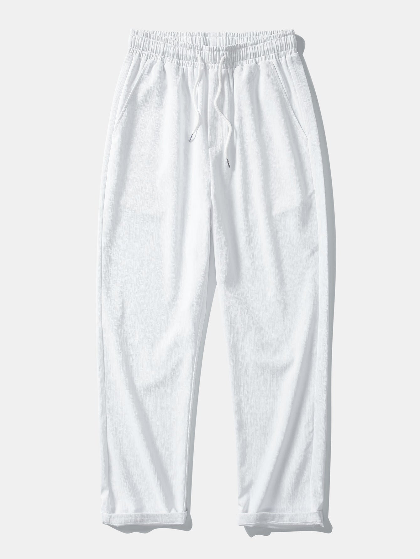 Textured Striped Button Up Shirt & Crinkle Textured Straight Leg Pants