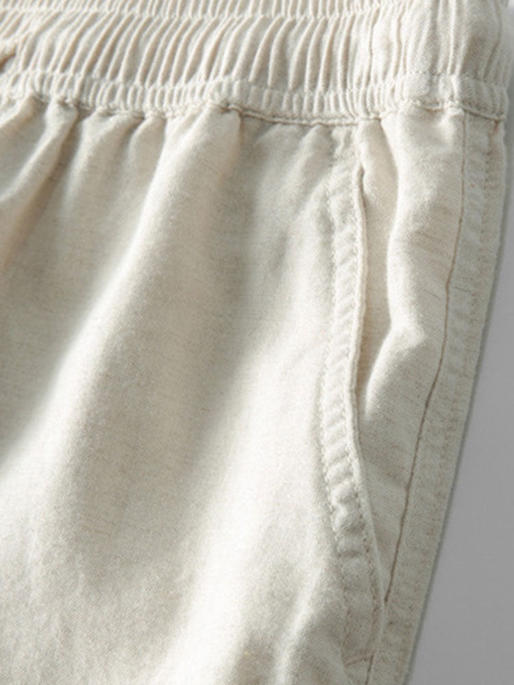 Zig Zag Open Knit Shirt & Straight Leg Linen Pants